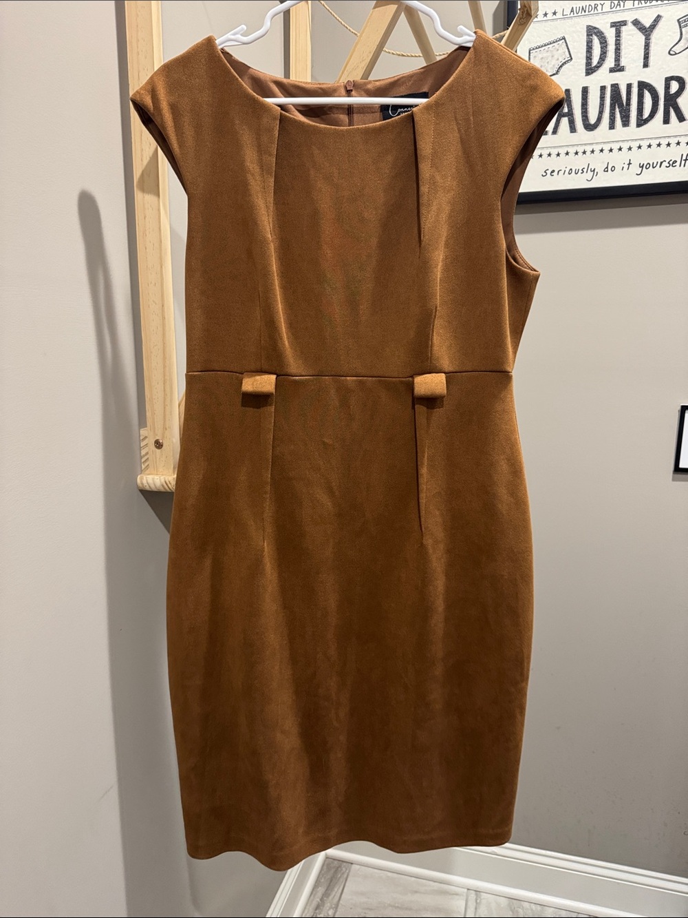 connected apparel Cap-Sleeve Sheath Dress in Brown